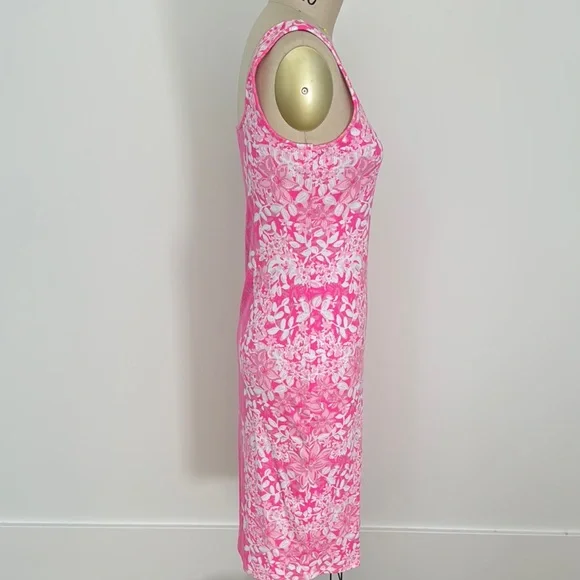 Lilly Pulitzer Pink Sheath Midi Dress Square Neck Sleeveless - Picture 4 of 10